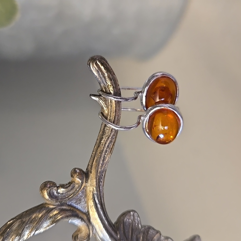 Silpada Amber and Sterling Silver Drop Earrings